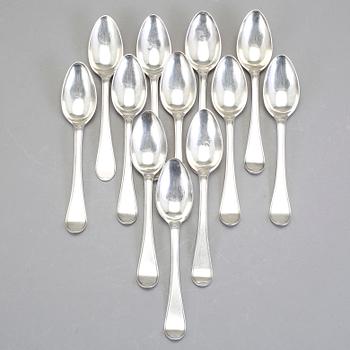 DESSERTSKEDAR, 12 st, silver, Johan Wilhelm Zimmerman, Stockholm 1797. Tot ca 463 gram.