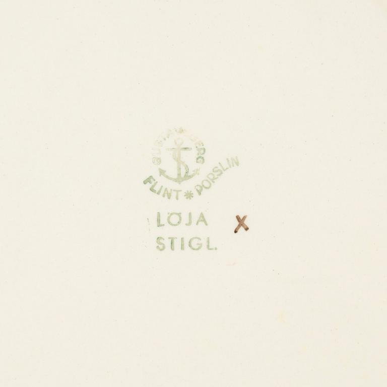 Stig Lindberg, tallrikar, 9 st, "Löja", Gustavsberg.