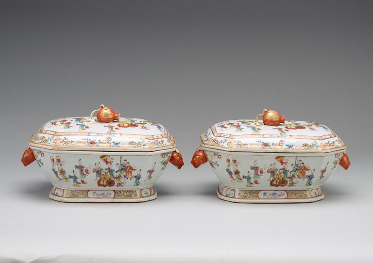 A pair of famille rose tureens with covers, Qing dynasty, Qianlong (1736-95).