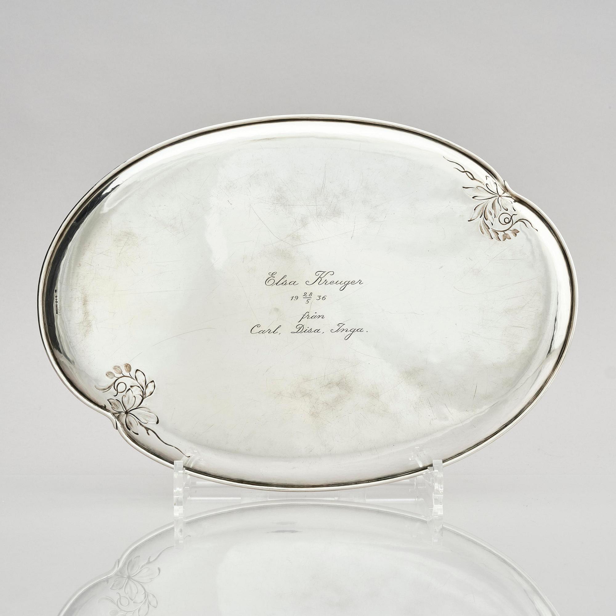W.A. Bolin, a silver plate/tray, Stockholm, Sweden 1920.