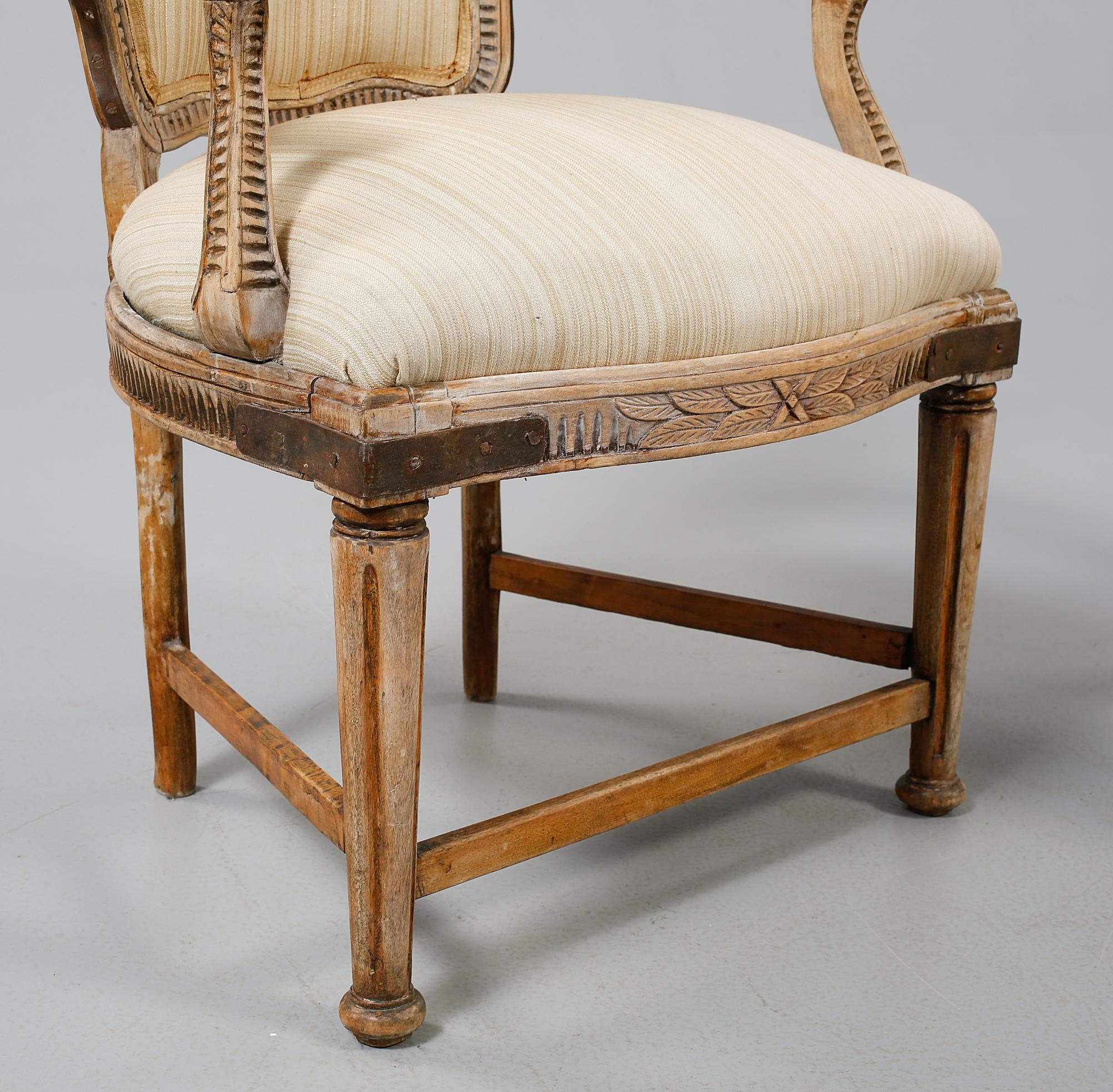 KARMSTOLAR, ett par, Louis XVI, tidigt 1800-tal.
