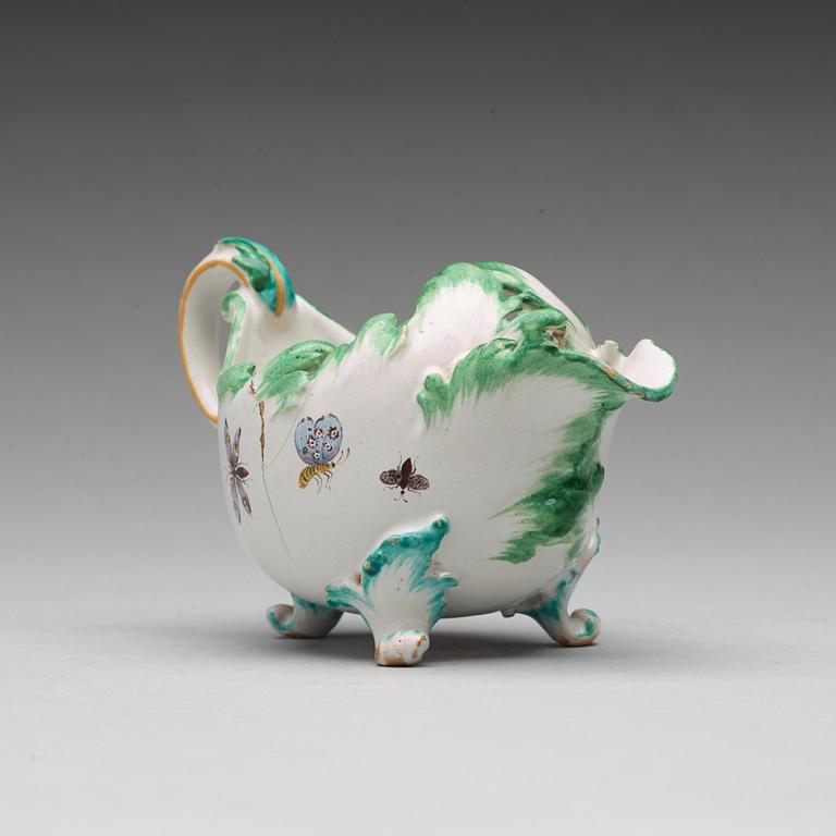 A Swedish faience Rörstrand sauce boat, 18th Century.