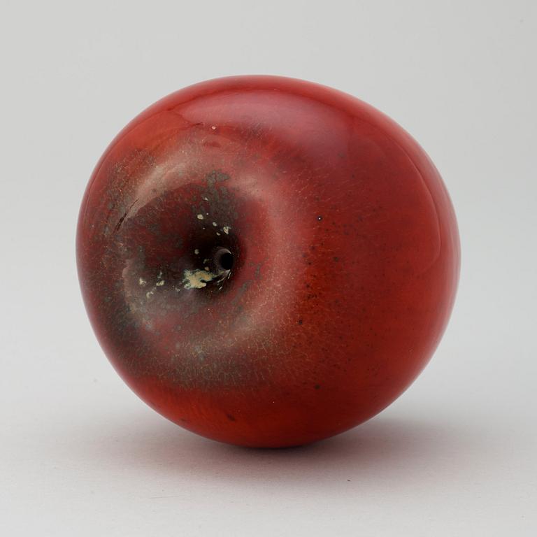 A Hans Hedberg faience apple, Biot, France.