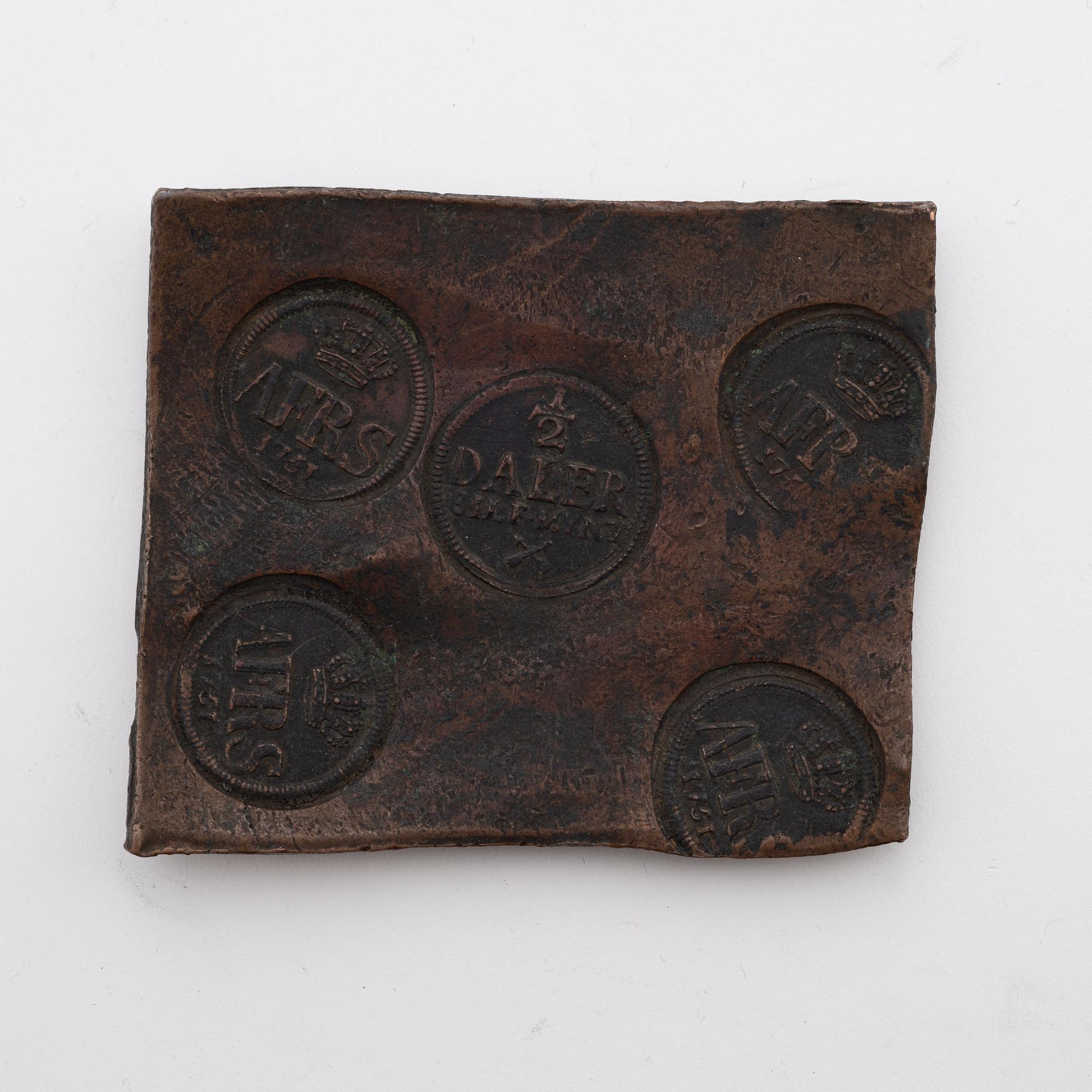 A plate coin, Adolf Fredrik Sweden, 1/2 daler S:M, Avesta mint 1751.