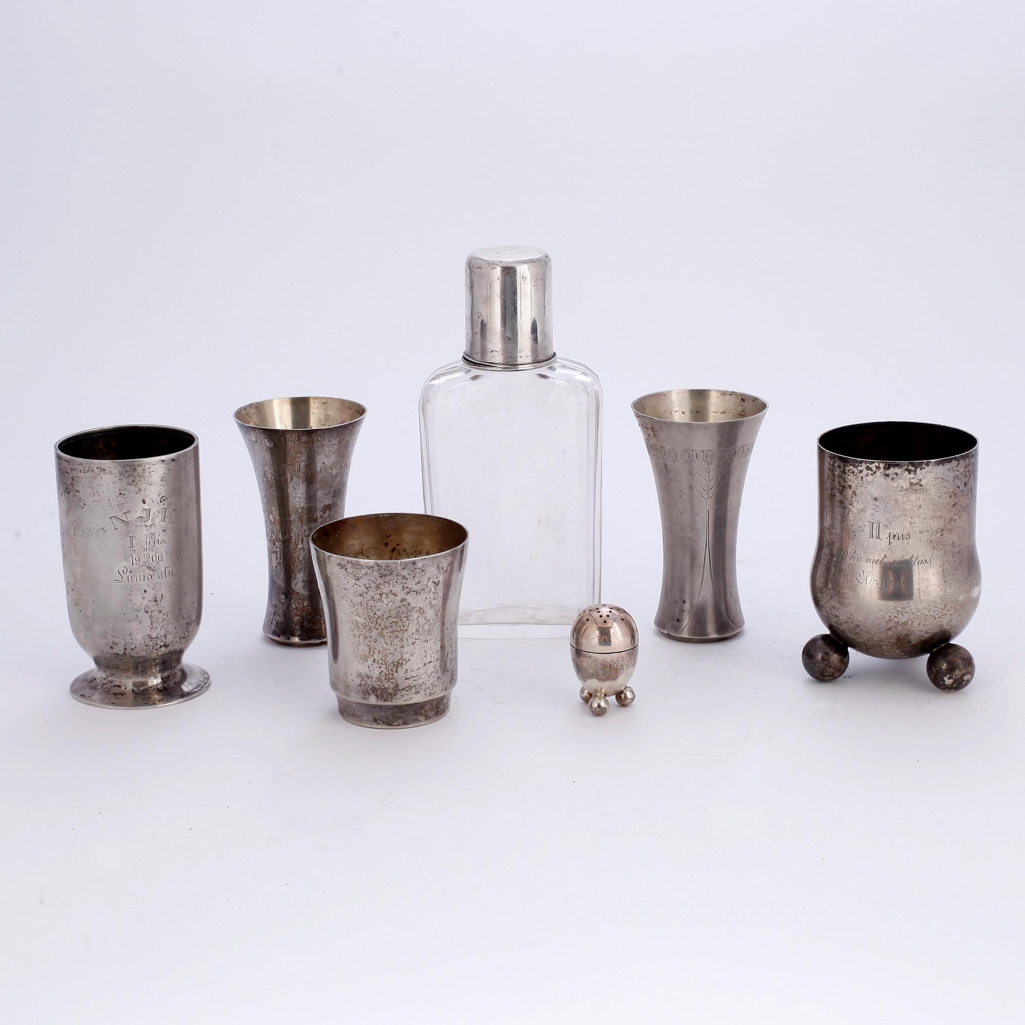 PARTI SILVER, 7 delar, tot vikt 700 gram.
