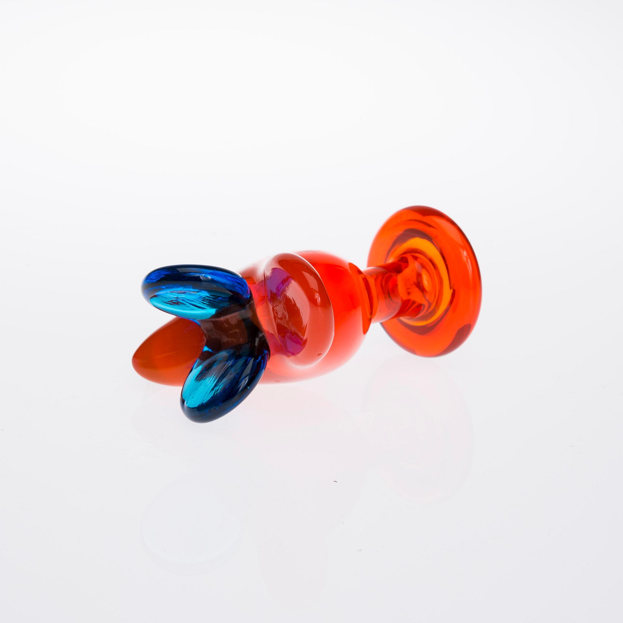 OIVA TOIKKA, FÅGEL, glas, signerad Oiva Toikka Nuutajärvi Nötsjö.