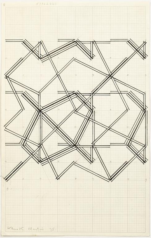 Kenneth Martin, mixed media on paper, 3 pcs, signed and dated -75.