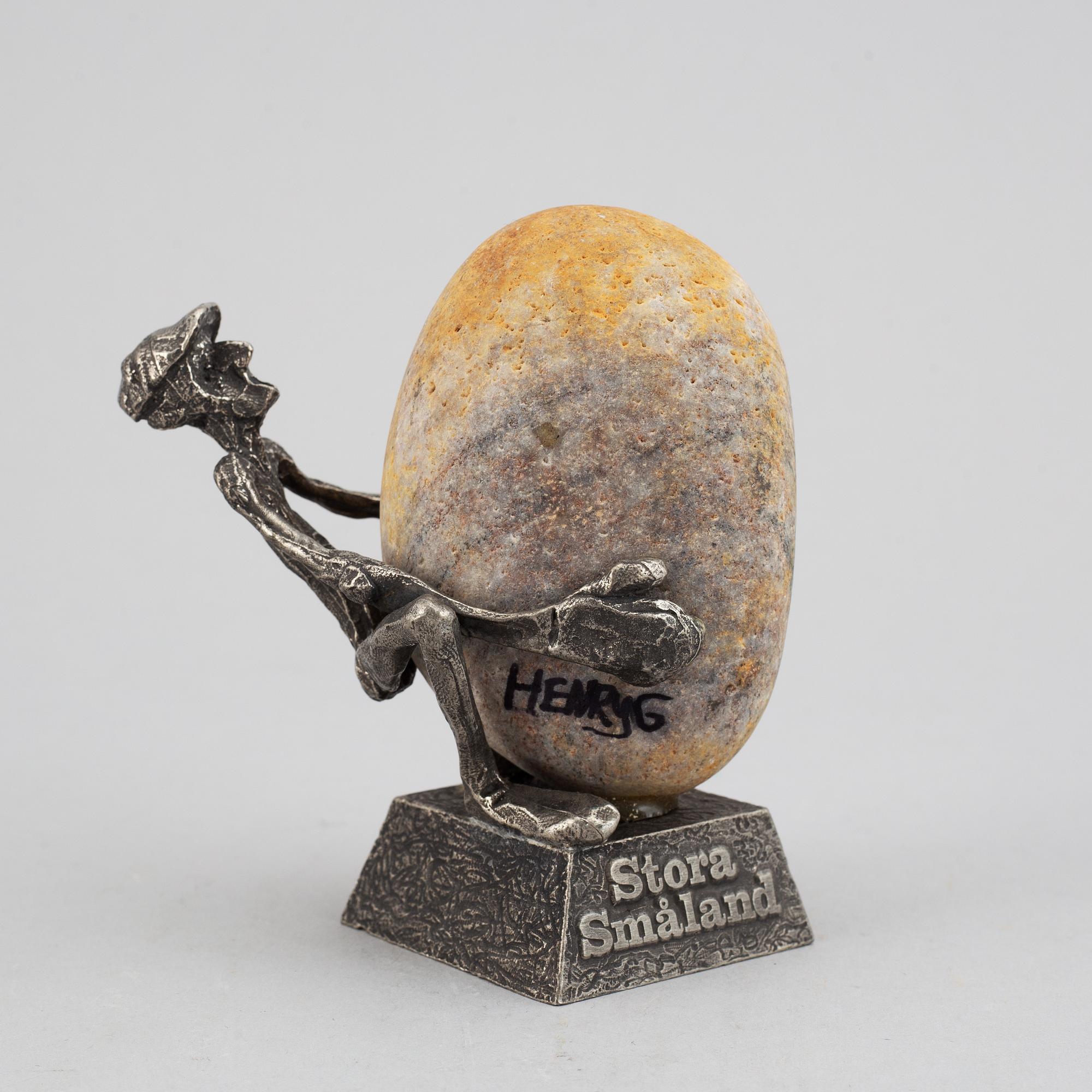 HENRY GUSTAFSSON, a 'Lyftet' sculpture, pewter and stone, 1986.
