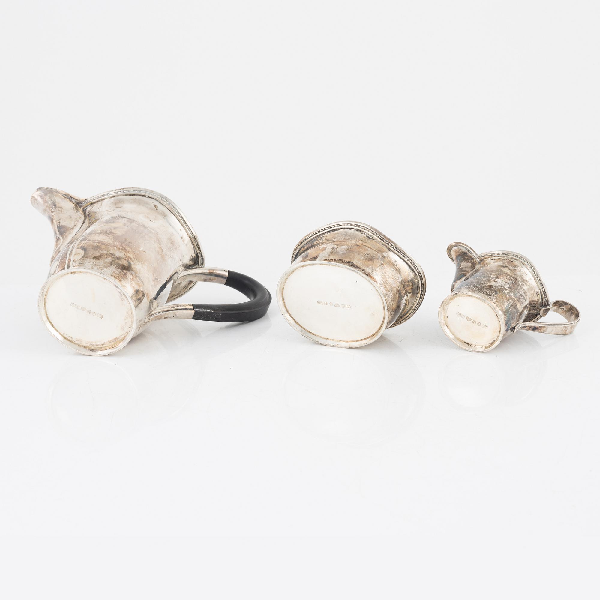 CF Carlman, kaffeservis, silver, 3 delar, Stockholm 1947.