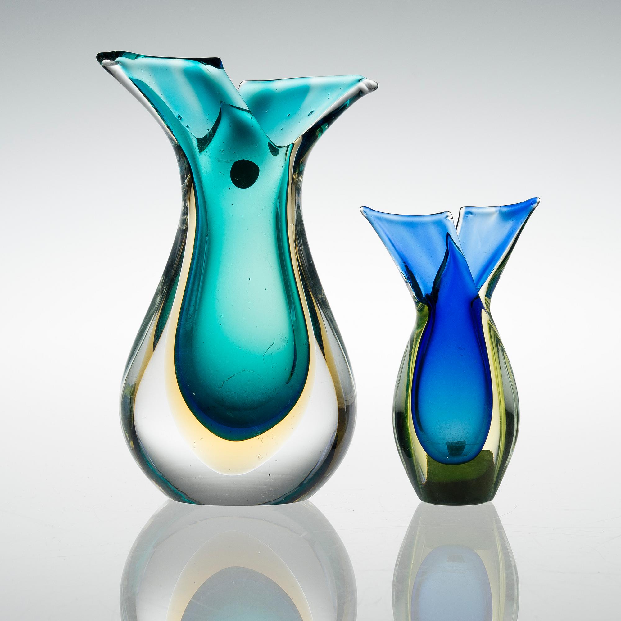 VASER 2 st i glas, Murano, Italien 1950/60-tal.