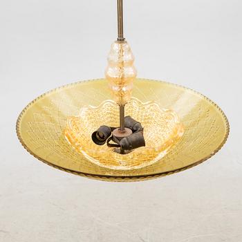 Ceiling lamp glass Swedish Modern 1940s.