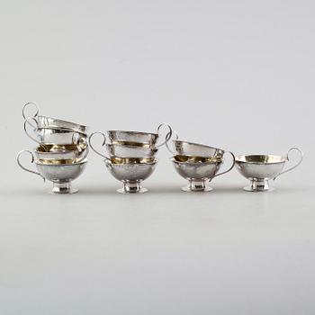 PUNCHMUGGAR, 10 st, silver, GAB, 1972, 1973 och 1974. Vikt ca 369 g.