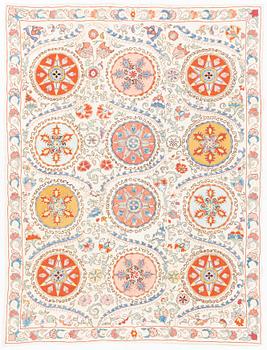 Broderi, Suzani, Uzbekistan, modern tillverkning, ca 187 x 142 cm.