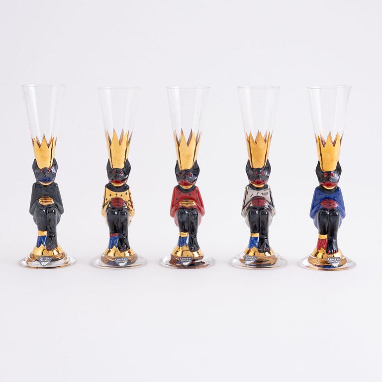Gunnar Cyrén, snapsglas, 12 st, "Djävulsglas", "Nobel", Orrefors.