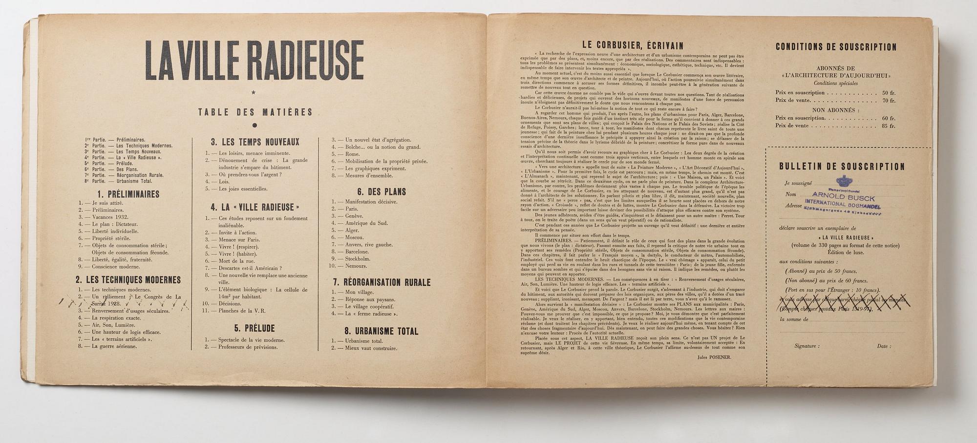 LE CORBUSIER, "La Ville Radieuse".