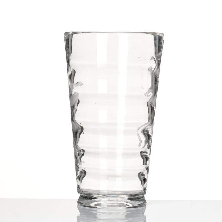 Vicke Lindstrand, an engraved and cut glass vase 'Pärlfiskare', Orrefors, Sweden 1936.