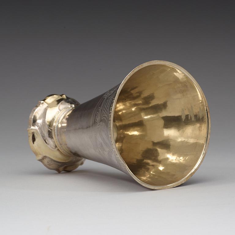 A Swedish 18th century parcel-gilt beaker, marks of Nils Grubb and Olof Grubb, Hudiksvall 1791.