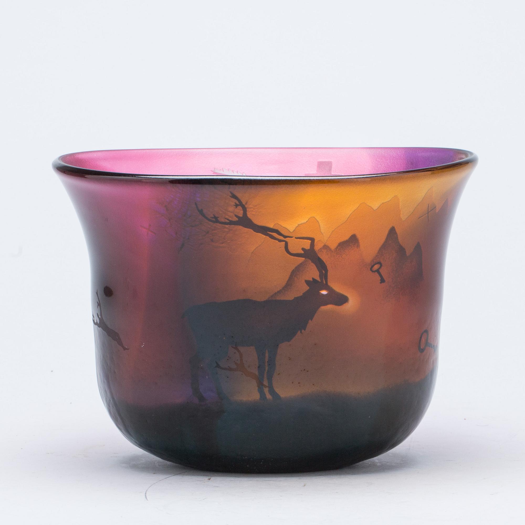 SKÅL, glas, Bertil Vallien, unik, signerad. 1900-talets fjärde kvartal.