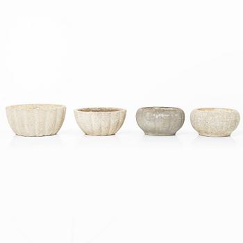 Syco Keramik, eight flower pots, Sweden, mid20th century.