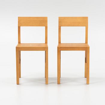 A set of six signed stained pine 'Bracket Chairs' by Frederik Gustav for Frama, Copenhagen 2023.