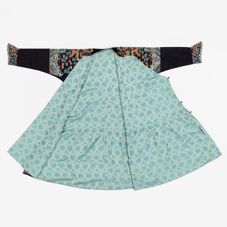 A midnight blue silk 'Chao Pao'/ceremonial robe, Qing dynasty, 1850's.