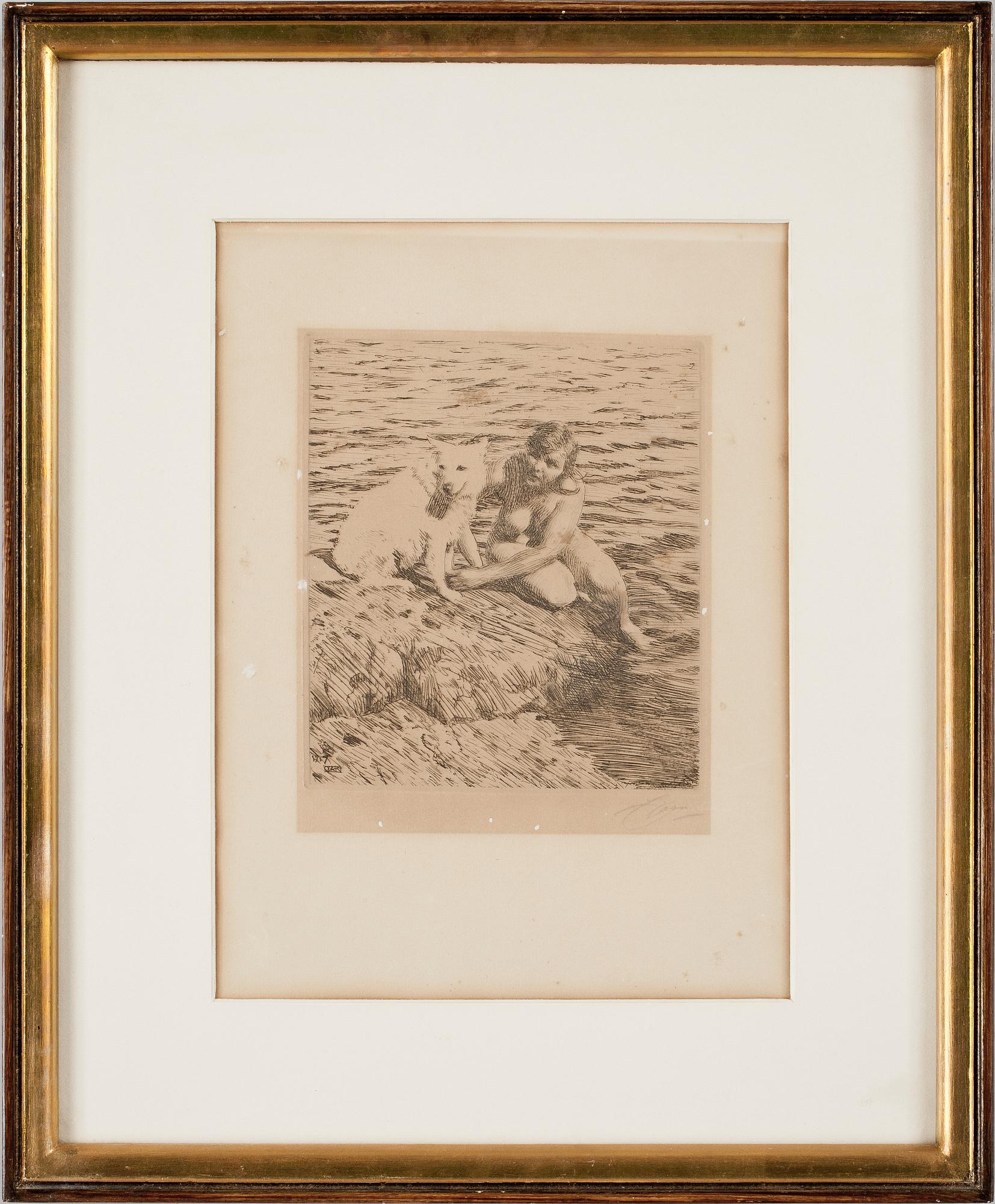 ANDERS ZORN, etsning. Sign.