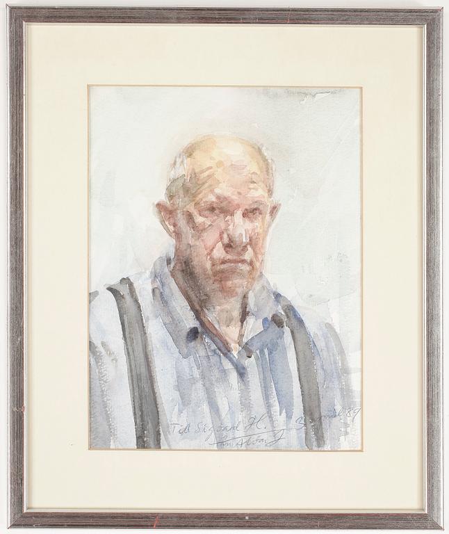 ALVAR JANSSON, akvarell. Signerad och daterad 3 april 89.