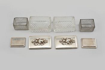 ASKAR, 4 st, silver och glas, Sverige, 1800-tal.