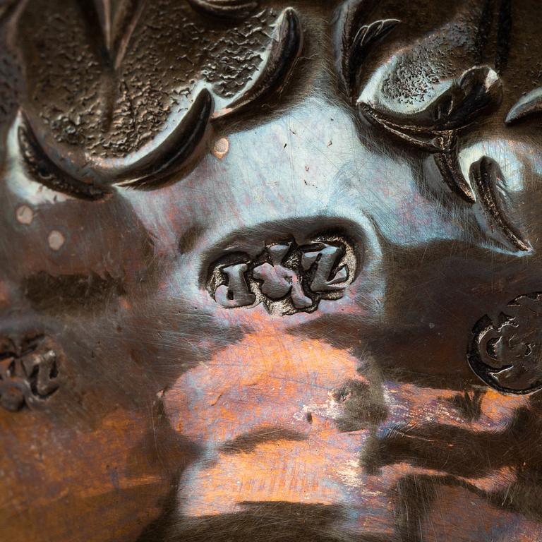 Ljusstakar, 4 st, silver, icke identifierad mästarstämpel ZP, Venedig 1600-/1700-tal. Barock.