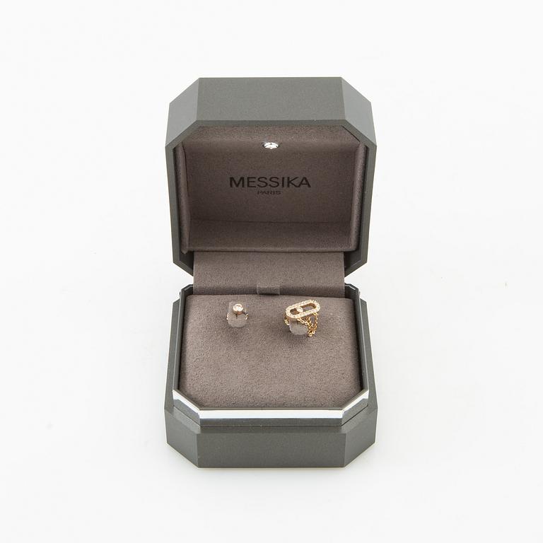 Earrings a pair of "Move Uno Chain and Stud Earrings", Messika.