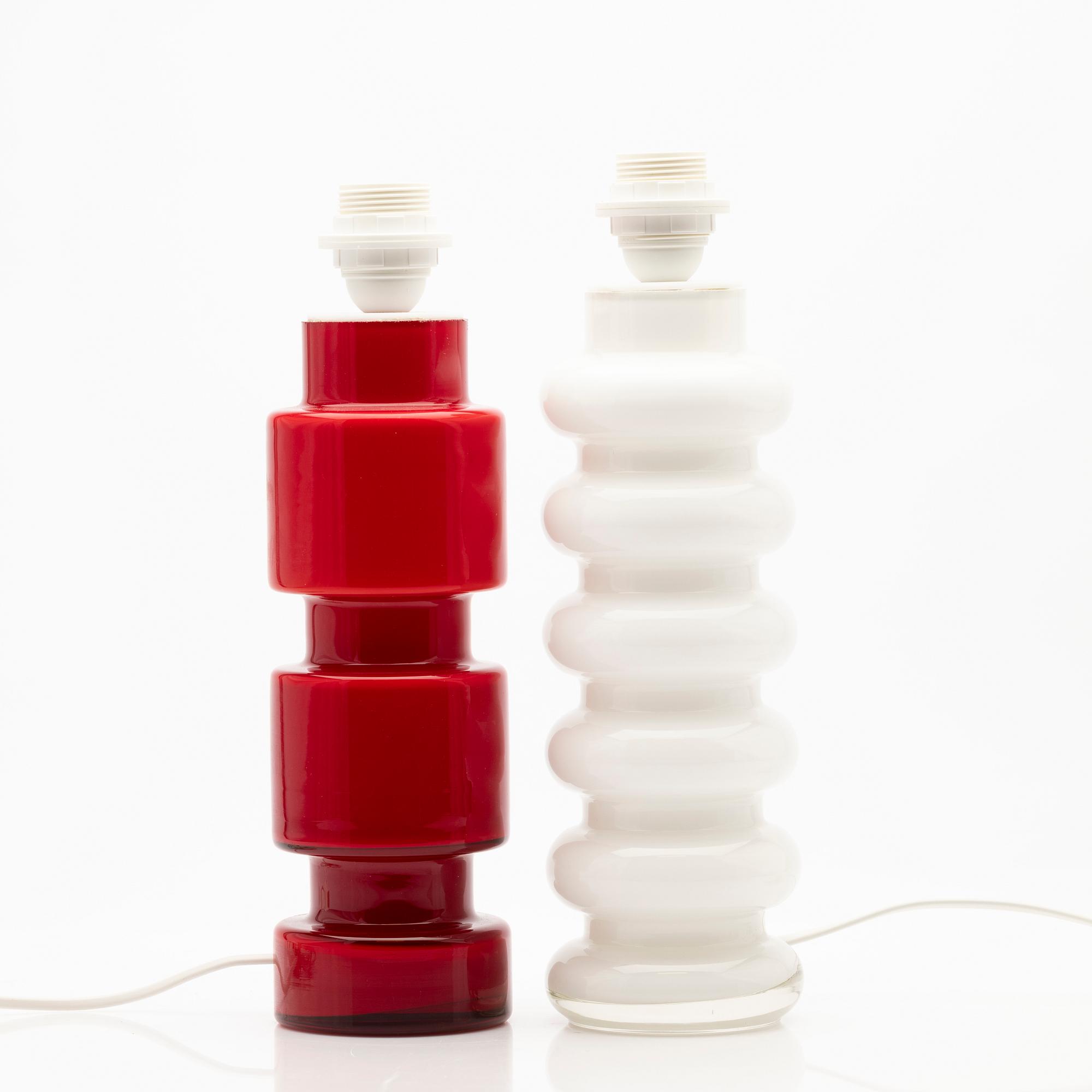 Peo (Per-Olof) Ström, Table lamps, 2 pcs, glass, Alsterfors, 1960s.