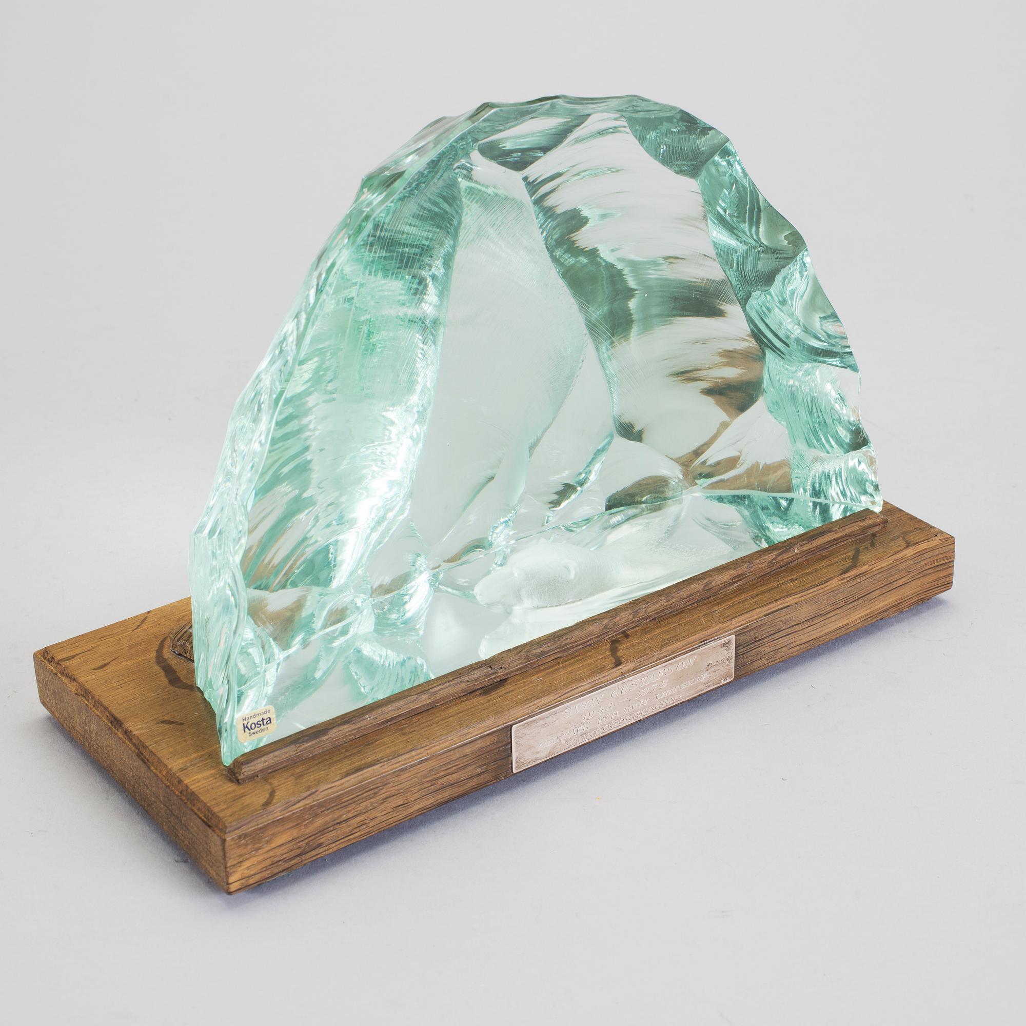 SKULPTUR, "Isberg", glas, Vicke Lindstrand, Kosta, 1900-talets mitt/andra hälft.