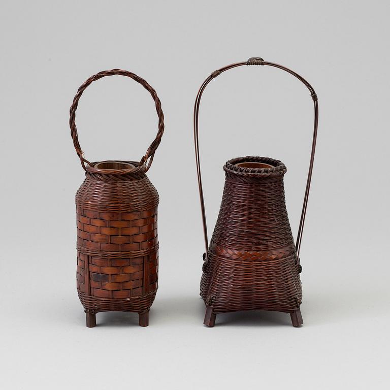 Two Japanese ikebana baskets, Meiji (1868-1912).