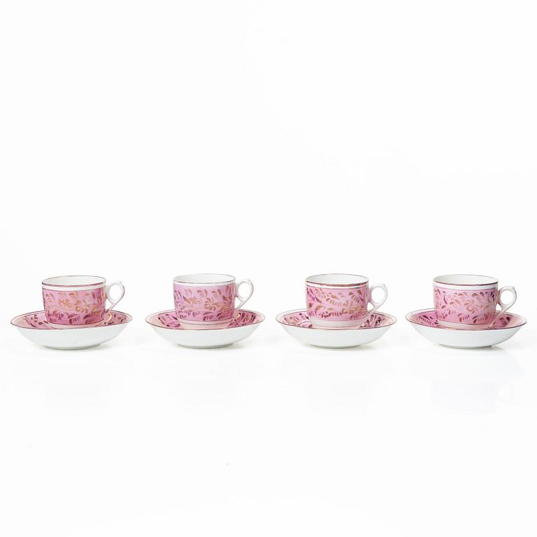 Twelve cups and saucers, England, 19th century.