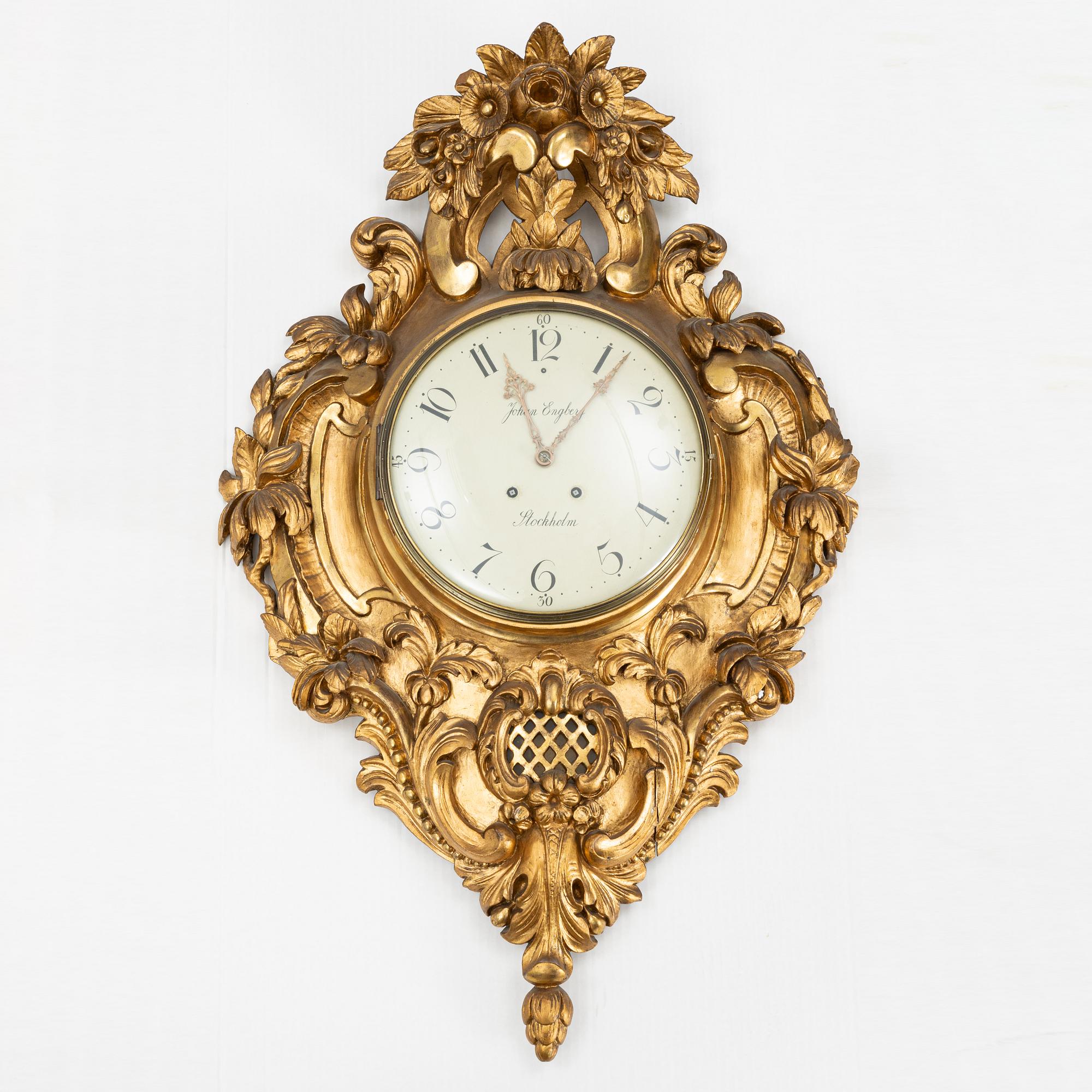 Wall pendulum clock, Neorococo, Johan Engberg, second half of the 19th ...