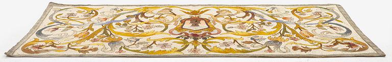 An antique silk embroidery, c. 187 x 88, around the year 1900.