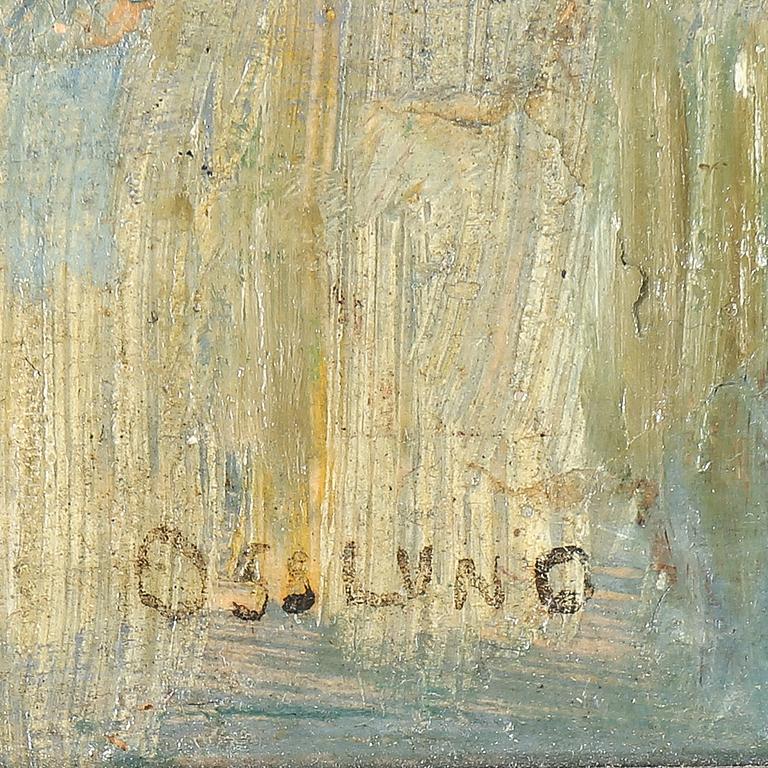 HELMER OSSLUND, olja på smörpapper uppklistrad på pannå. Signerad.