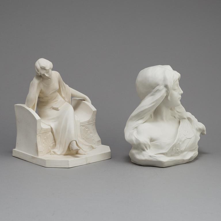 TWO PARIAN FIGURES, Gustavsberg 1911 and 1924.