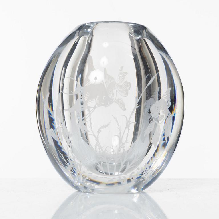 Edward Hald, a 'graal' glass vase, Orrefors 1949.