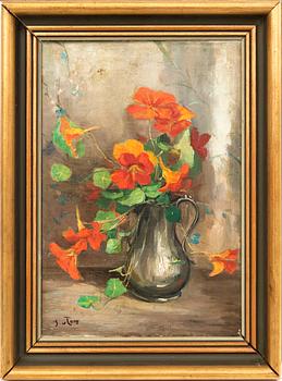 Jacobus van Looy, still life with nasturtium.