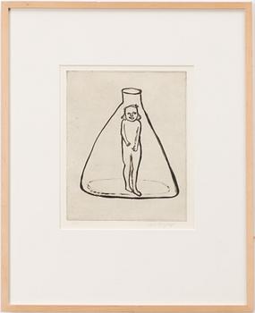 Lena Cronqvist, “Girl with body suit in a glass flask”.