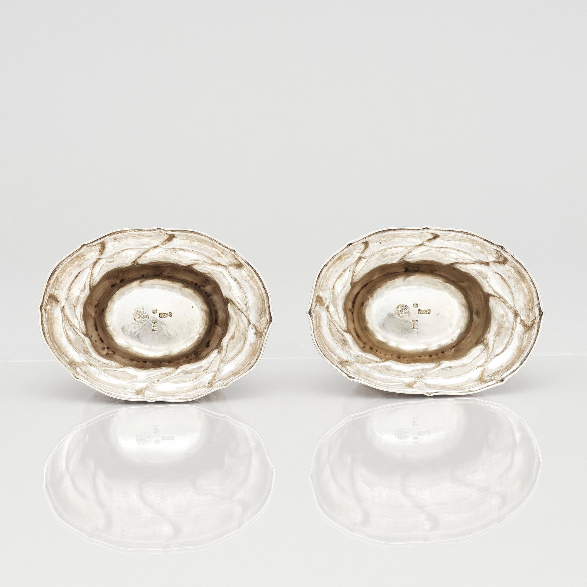 A pair of Swedish 18th century parcel-gilt salt-cellars, mark of  Stephan Westerstråhle the elder, Västervik 1763.