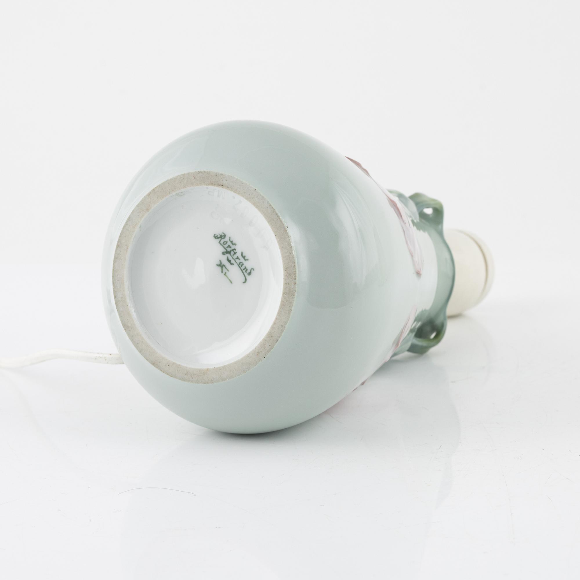 Karl Lindström, bordslampa, jugend, Rörstrand, omkring år 1900.