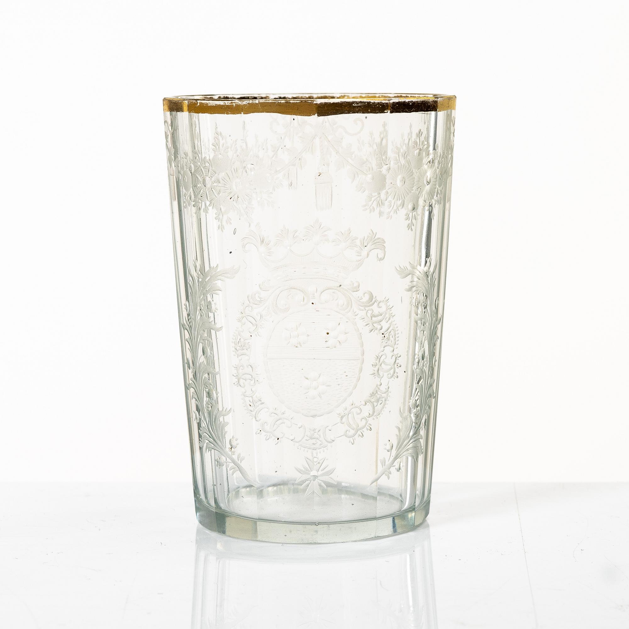 Six historical style glasses, around te year 1900.