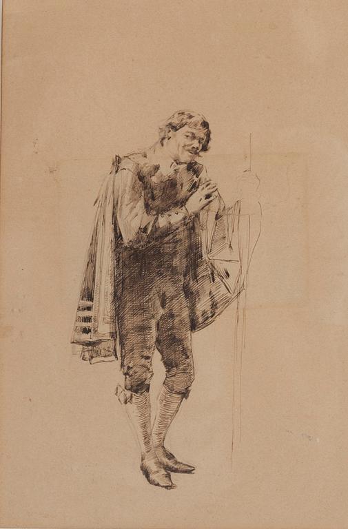 Albert Edelfelt, tuschteckning, ej signerad.