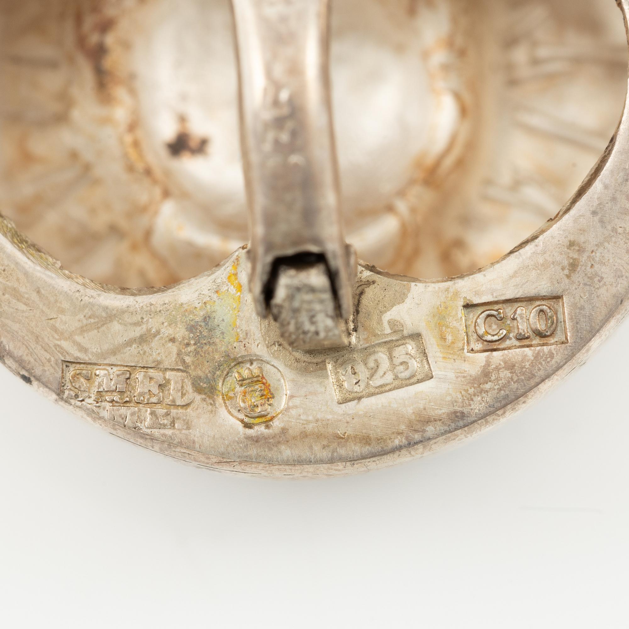 Lars Arby, three pairs of earrings, sterling silver, Gothenburg 1977, 1982 and 1983.