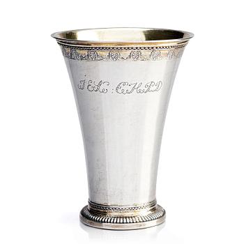 237. A Swedish 18th century parcel-gilt silver beaker, mark of Lorens Stabeus, Stockholm 1749.