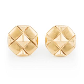 448. A pair of 18K gold Bulgari earrings.