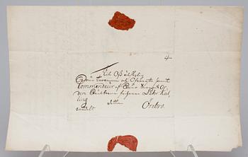 DOKUMENT MED KUNGLIG AUTOGRAF, Konung Adolf Fredrik av Sverige, dat Stockholm 24 okt 1756.