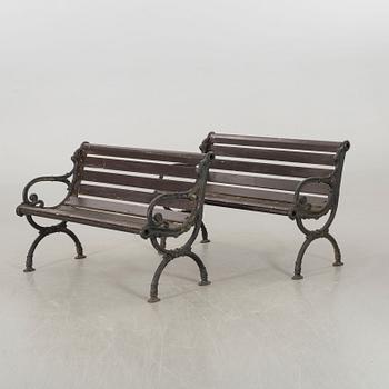 A pair of Klafreströms Bruk casted iron garden couches.